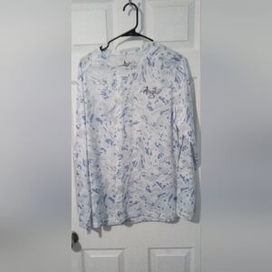 Anhglur Long Sleeve Fishing Pullover - White and Blue